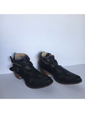 Roper Women’s‎ 6 Black Western Ankle Boots Buckle Cutout Cowgirl Cowboy Booties